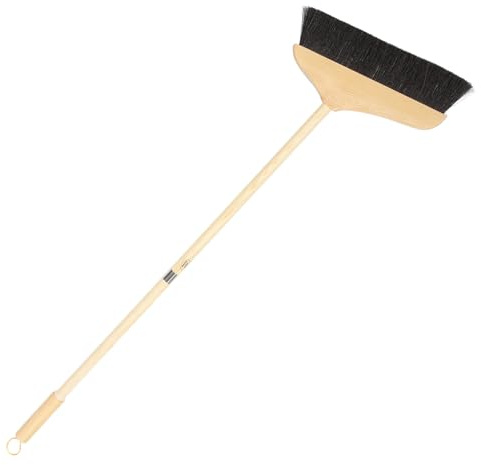 HEMOTON Scopa Crine Cavallo con Manico in Acciaio Resistente Antistatica per Pavimenti Interni ed Esterni Setole Morbide per Legno Piastrelle e Moquette Spazzolone Robusto per Casa e