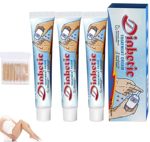 Vivagluco Diabetes-Behandlungscreme, Hautpflegecreme für Diabetiker zur Fußpflege, natürliche Inhaltsstoffe für die Fußpflege, Feuchtigkeitscreme für trockene Haut bei Diabetikern (3pcs)