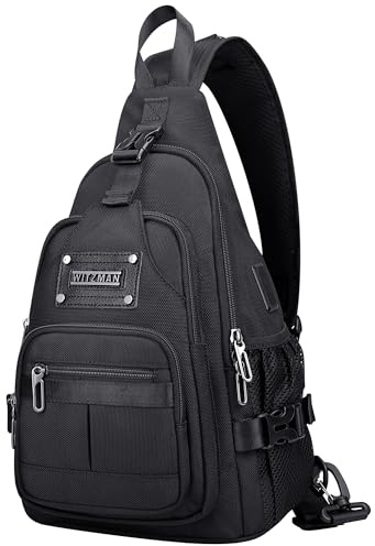 WITZMAN Umhängetasche für Herren 19L Reise Sling Bag mit USB-Ladeport