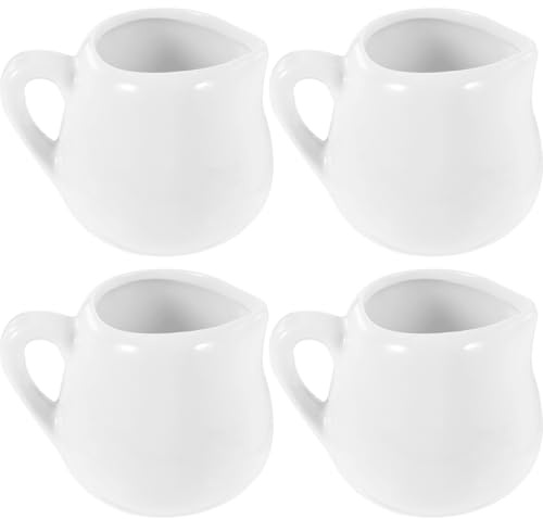 Angoily Lot de 4 Pichets à Lait en Céramique 90 Ml avec Poignée Pot à Crème Ménager pour Sauces et Vinaigrettes Saucière Portable Maison et Restaurant