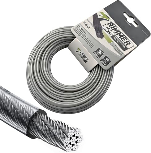 Stahldraht Mähfaden Trimmerfaden, 2.4mm x 15m Nylon Stahldraht Rasentrimmerfäden, Freischneider Faden, Trimmerschnur Rasen, Rasentrimmer Schnur, Trimmer Line Zubehör