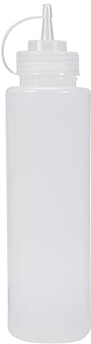 Vogue Clear Squeeze Sauce Bottle 994 ml/35 oz, Screw Top, Clear Polyethylene for Seeing Sauce Condiment Type & Level, Wide Neck for Quick & Easy Refills, Size: 288(H) x 76(Dia)mm, W832