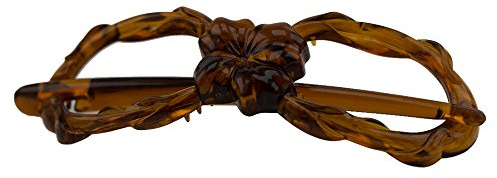 1Stk Libellenspange 8er Form Blumendecor 8x2,5cm in havanna - Made in Germany - WeLoveBeads