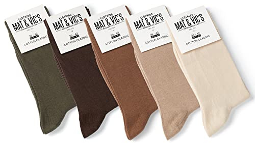 Mat & Vic's Chaussettes Homme, 5 ou 10 paires, 35-38, 39-42, 43-46, 47-50 | Chaussettes Femme, mi-mollet coupe classique, Certifiées OEKO-TEX 100, Fabriquées en Europe (Turquie)