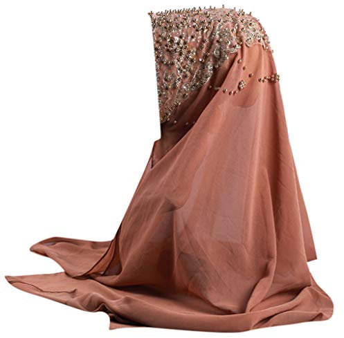 Lazzboy Plain Chiffon Muslim Hijab Schal Halstuch Damen Kopftuch Gesichtsschleier Glitzernder Turban Hidschab Diamanten Islamischen Abaya Dubai Frauen Ramadan Kopfbedeckung Bandana(M)