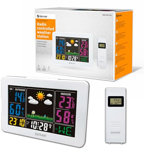 Denver Wetterstation 'WS-540' mit Außensensor, Alarmfunktion und Farbdisplay, sowie Messung von Temperatur und Luftfeuchtigkeit, weiß