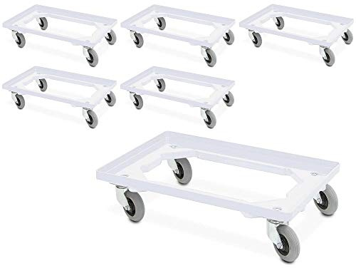 BRB Spar-Set, 6X Transportroller mit Flüsterrollen, für Behälter 600x400 mm oder 2X 400x300 mm (Weiß)