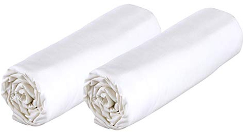 P'tit Basile - set di 2 lenzuola con angoli forma ovale - 40 x 80 cm - cotone Biologico - bianco - anche per carrozzina neonato navicelli e culle