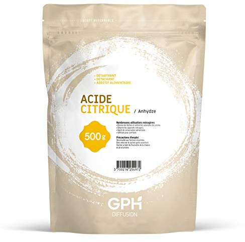Acide Citrique E330 • DÉTARTRANT • DÉTACHANT • ADDITIF ALIMENTAIRE • Sachet refermable de 500 grammes