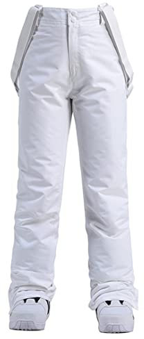 Outdoor-Schneehose für Herren, 35 Grad, Übergröße, elastische Taille, Winter-Skaterhose, Skifahren, Outdoor, Skihose für Damen, Weiß, XS