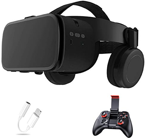 JYMYGS Gafas de Realidad Virtual, 3D VR Gafas con Controlador Bluetooth para Juegos Visión Panorámico VR Glasses para iPhone 13 Pro Max/13 Pro/13/12/11, para Samsung Galaxy S21, Huawei, Xiaomi
