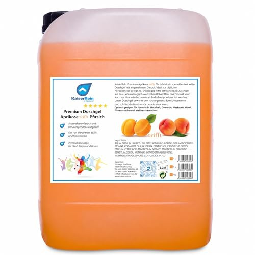 KaiserRein Duschgel 5 L Aprikose-Pfirsich, 3-in-1 für Körper, Haare & Bad, Nachfüllkanister für Spender, mikroplastikfrei, ohne Parabene & EDTA, Made in Germany, DERMATEST Sehr Gut