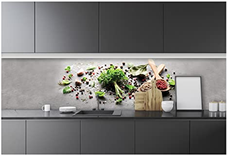 WallArena Vlies Fototapete, Küche, 250x60cm | Fototapeten - Tapeten - für Wohnzimmer Schlafzimmer - Vliestapete Wandtapete Tapete 3D Effekt- inkl. Kleister