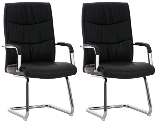 CLP Set De 2 Sillas Cantilever Caro En Polipiel I Pack De 2 Sillas De Conferencia Modernas con Reposabrazos Acolchados, Color:Negro