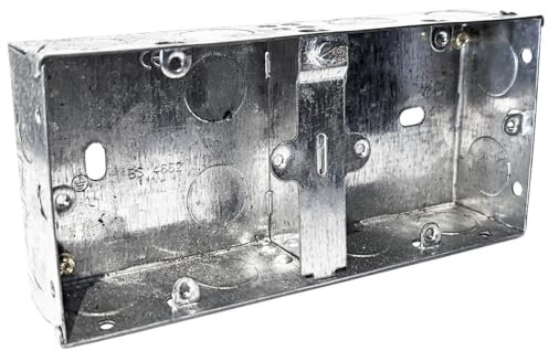 Flush Mount Dual Pattress Back Box 35MM – Double Electrical Socket Mounting Box, Ideal for Wall-Embedded Installations, Compatible with UK Standard Outlets, Durable and Easy to Install