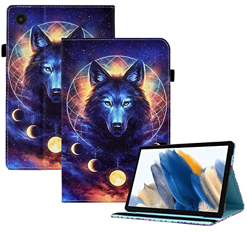 CXTCASE Custodia per Samsung Galaxy Tab A8 2021/2022 10.5 (SM-X200/SM-X205/SM-X207),PU Intelligente Tablet Cover Samsung Galaxy Tab A8 2021,Tablet Custodia con Slot per Schede,Lupo Spaziale