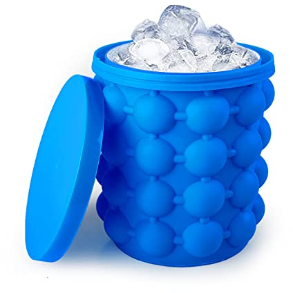 Aoutrow Eiswürfelform, Silikon-Eiskübel mit Deckel (2 in 1), Press-Typ, leicht zu lösen, Eiswürfelbereiter für gefrorene Cocktails, Whiskey, Getränke