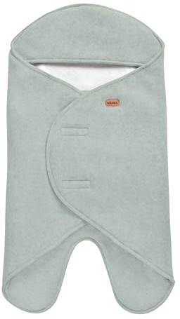 BÉABA, Babynomade Double Polaire, Couverture enveloppante Hiver bébé, Compatible Siège Auto/Pousette/Nacelle/Transat, Douce, Chaude,Déperlante, Respirante, Passage Harnais, Vert Sauge/Blanc, 0-6 Mois