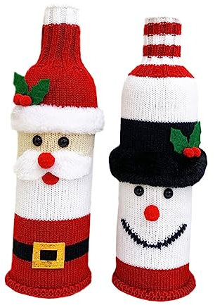 Toyvian 2stücke Weinflaschenhüllen Für Weihnachten Gestrickt Weinflaschendekorationen Weinflaschenkleidung Für Festivals