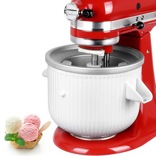 LETOMS Accessoire pour machine à crème glacée Kitchenaid, bol à crème glacée de 2 litres pour mélangeur sur socle 4,5/5/6/7 l, sorbet pour glace, dessert, yaourt