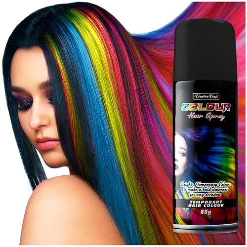 Temporäre Haarfarbe Spray, Haarfarbe Auswaschbar (1 x 200ml) - Haarspray für Fasching, Karneval (Schwarz)
