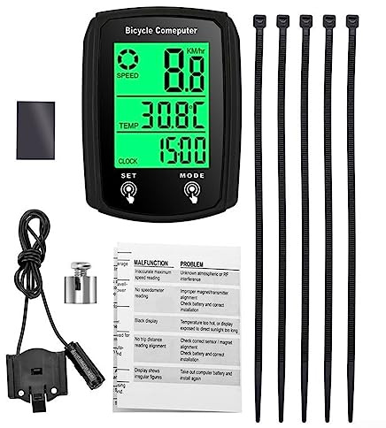 Fahrradcomputer kabelgebunden, Fahrradcomputer Wasserdicht Breites LCD-Display Fahrrad Tachometer Geschwindigkeit Kilometerzähler mit Auto Hintergrundbeleuchtung, Computer für Outdoor Indoor
