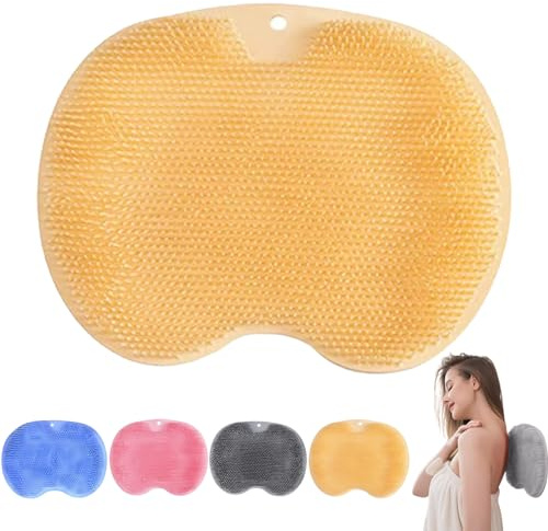 feet cleaner (Yellow) Laveur de Pieds de Douche, Tapis de Massage en Silicone, Brosse Pieds Douche avec Antidérapant Ventouses pour Soins Pieds, Dos Nettoie