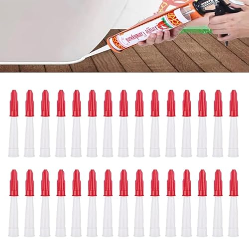 30 punte per cartucce, in silicone, trasparenti, per sigillare, per la cucina, per la casa, per la casa, con ugelli rossi, per il sigillante (30)