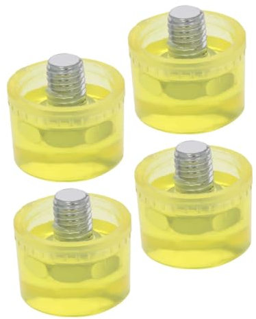 Housoutil 4pcs Rubber Mallet Heads Replacement Set, Yellow Rubber Hammer Tips 25mm, Shock Absorbing Striking Heads for Jewelry, Leather Craft, Wood Flooring, DIY Tool