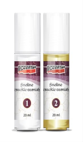 Pentart Fineline Crackle Vanish 20 ml 2 Stück Zweiphasen-Rissfarbe transparent mittel, 2475PE