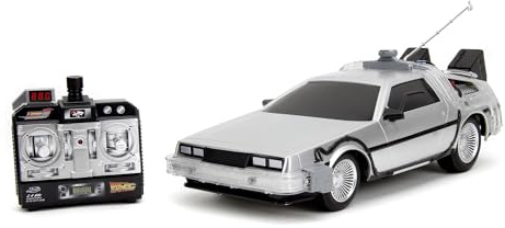 Jada – Coche Delorean de Radio Control- vehiculo teledirigido, con Funcion Turbo y luz hasta 10 km/h, Carga USB, para niños a Partir de 6 Años. (9334627314R00)