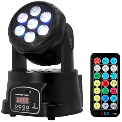 JAYEUW Moving Head Partylicht 4-in-1 LED Discolicht Partylicht Mini Bühnenlicht mit Fernbedienung Geeignet für DJ Bar Club Bühne Halloween Weihnachten Party