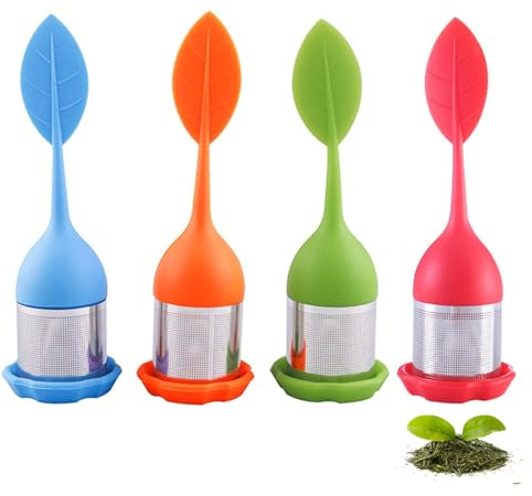 Infuseur en Silicone et Acier Inoxydable - 4 Pièces Filtre à thé, Feuilles de thé