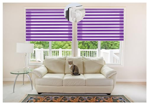 Doppelrollo Klemmfix ohne Bohren 55 x 110 cm Hitzeschutz, Sichtschutz Rollo Seitenzugrollo inklusive Montagematerial für Tür & Fenster, Lila