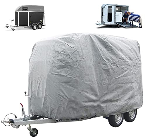 Abdeckplane pferdeanhänger, Pferdeanhänger abdeckplane, 420D Oxford Tuch UV-beständig, Wasserdicht, Staubdicht, Universelle Pferdeanhängerabdeckung (L401 x W183 x H255cm(L158 x W72 x H100in))
