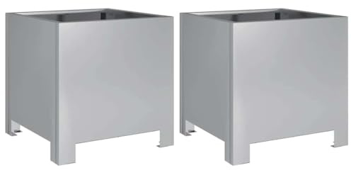 vidaXL Jardineras 2 Unidades Acero galvanizado 30x30x30 cm, macetero, Jardinera de Exterior, Jardinera de jardín, maceteros, Jardinera de Patio