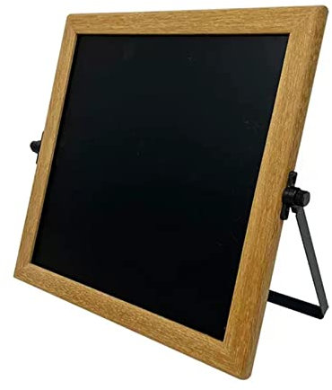 WDSOPK Doppelseitiges Kreidetafel-Whiteboard-Schild mit verstellbarem Metallständer, magnetische Tafel mit Desktop-Anzeige, Holzrahmen (28 x 28 cm)