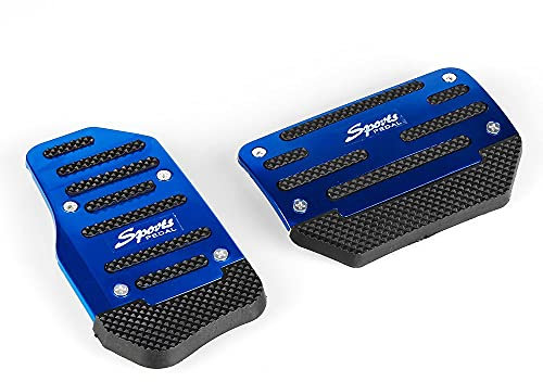 Auto Pedale Universal Car Aluminium Automatische Getriebe Bremsbeschleuniger Griffige Fußpedal Auflage Abdeckung 2Pcs / set Rot/Blau/Silber(Blue)