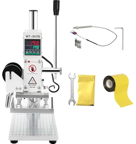 GUILOPOER Máquina de estampado de láminas calientes 5X7CM Máquina de estampado de láminas calientes 300W 300 W Máquina de estampado de láminas calientes con escala, deslizador de posicionamiento