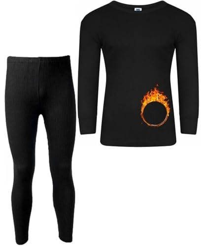 Molten Creek® Men's Thermal Underwear Set, Extra Warm Thermal, Top Bottom Long Johns Set, Vests & Trousers for Winter, Soft & Breathable (Black- Full Sleeve Set, L)