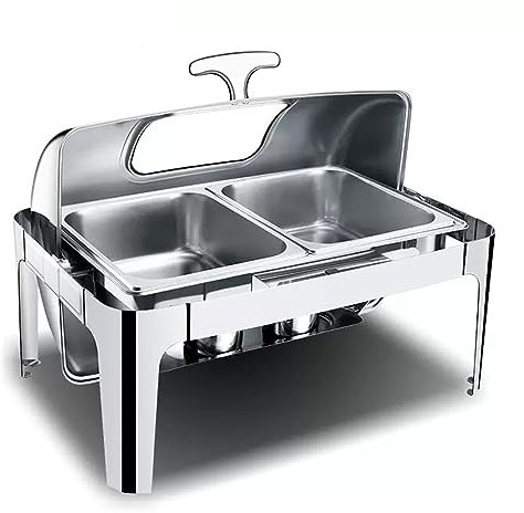 Bandeja de Aislamiento para Catering, Platos para Calentar, Mesa abatible, Servidor de Buffet, Servidor de Buffet eléctrico, Dos métodos de Calentamiento, eléctrico/Alcohol con Ventana visua
