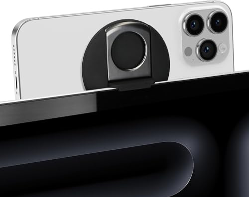 kwmobile Supporto Continuity Camera per Apple MacBook OS Ventura/iOS 16 iPhone 16 15 14 13 12 - Reggi Telefono Magnetico per Webcam da Monitor - Nero