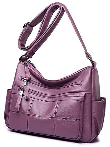 EUTYRG Handtaschen, Umhängetaschen, Umhängetasche für Damen, weiches Leder, Tasche für Mütter mittleren Alters und ältere Menschen, lässiges, passendes weiches Leder (lila)