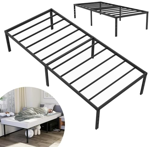LZQ Plattformbett aus Metall 90 x 200 x 41.5 cmBettrahmen Metallbett Bettgestell Klappbar für Schlafzimmer Gästezimmer Umfangreicher Stauraum