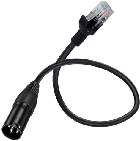 HUHANGGod Cable adaptador XLR a RJ45, convertidor DMX macho a macho para altavoces, mezclador, amplificador, micrófono, ecualizador, cámara, iluminación de escenario DMX (RJ45 macho a XLR macho)
