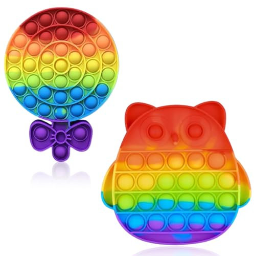 2 Packs Pop it Fidget Toy, Pop Bubble Fidget Toy, Antistress Spielzeug, Pop It Bubble Sensory Fidget Toy, Bubble Popet Antistress Spielzeug, Anti Stress Spielzeug für Kinder und Erwachsene Sensorik
