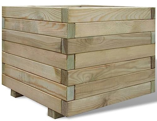 Tidyard Lit surélevé 50x50x40 cm Bois Carré Bac de Plantation pour Cultiver Fleurs, Herbes, Plantes, Extérieur Jardinière Potager pour Terrasse, Balcon