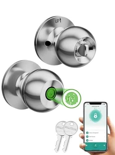 Serrure de Porte Intelligente, contrôle par Application Bluetooth, poignée de Porte sans clé, Serrure de Porte électronique numérique à Empreintes digitales Serrure Connectée(Silver)