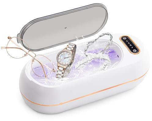 Ultrasonic Cleaner, 48000Hz Jewellery Cleaner with 3 Modes Glasses Cleaner 350ML, Professional Sonic Cleaner with UV-Light, Ultrasonic Cleaner Machine for Retainer, Jewellry, Ring, Silver, Dentures