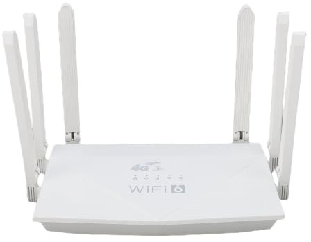 Luocute Enrutador Inalámbrico WiFi6, Enrutador de Internet Inalámbrico 5G 4G LTE con Ranura de Tarjeta SIM 6 Antenas 300Mbps Acelera hasta 32 Dispositivos 300㎡ Cobertura con Firewall